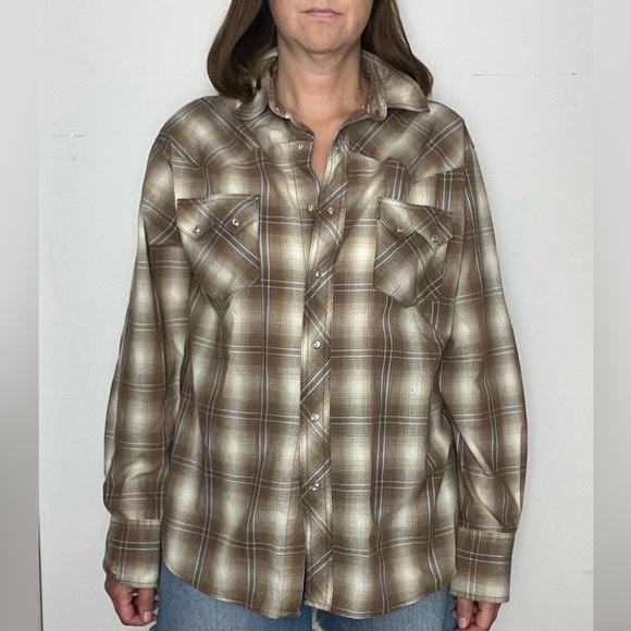 Vintage Wrangler Plaid Cowboy Shirt XL - Picture 9 of 10